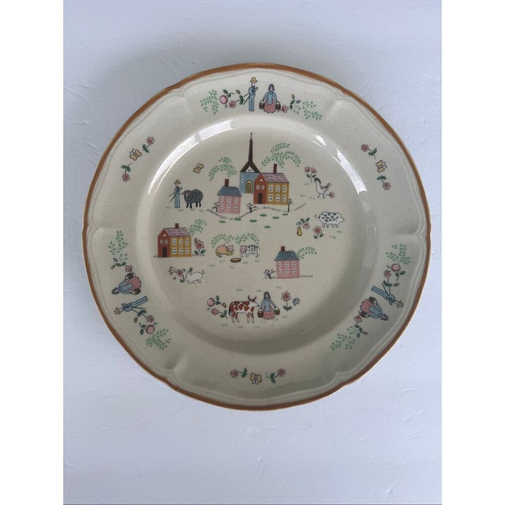 Newcor Stoneware Vintage OUR COUNTRY Pattern 12” Plate1987 Thailand #605-6004